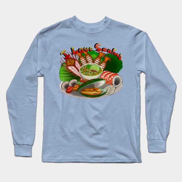 I love seafood Long Sleeve T-Shirt by Pojn